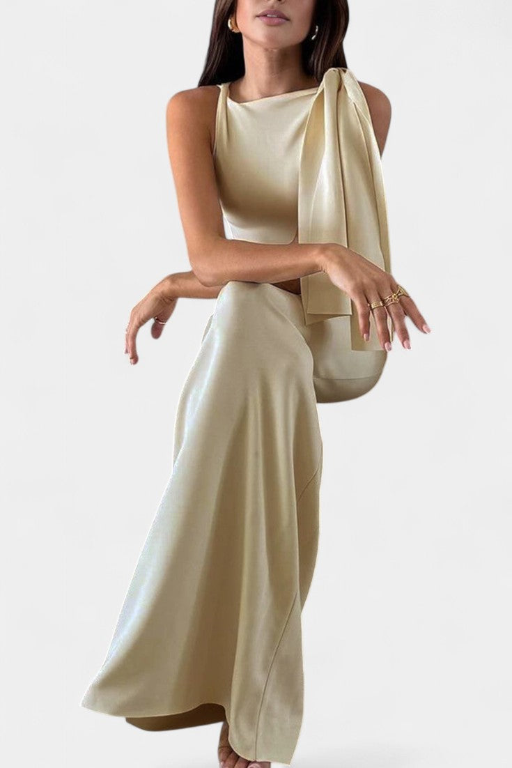Abito Hope Maxi Drappeggiato con Spalla Scoperta