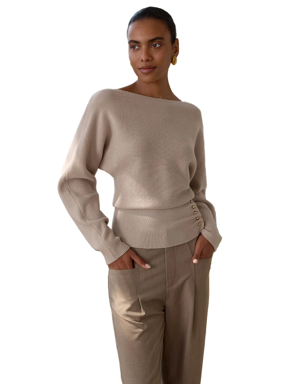 Rina - Maglione a Costine con Dettagli Metallici (Maglione a Costine con Dettagli Metallici)