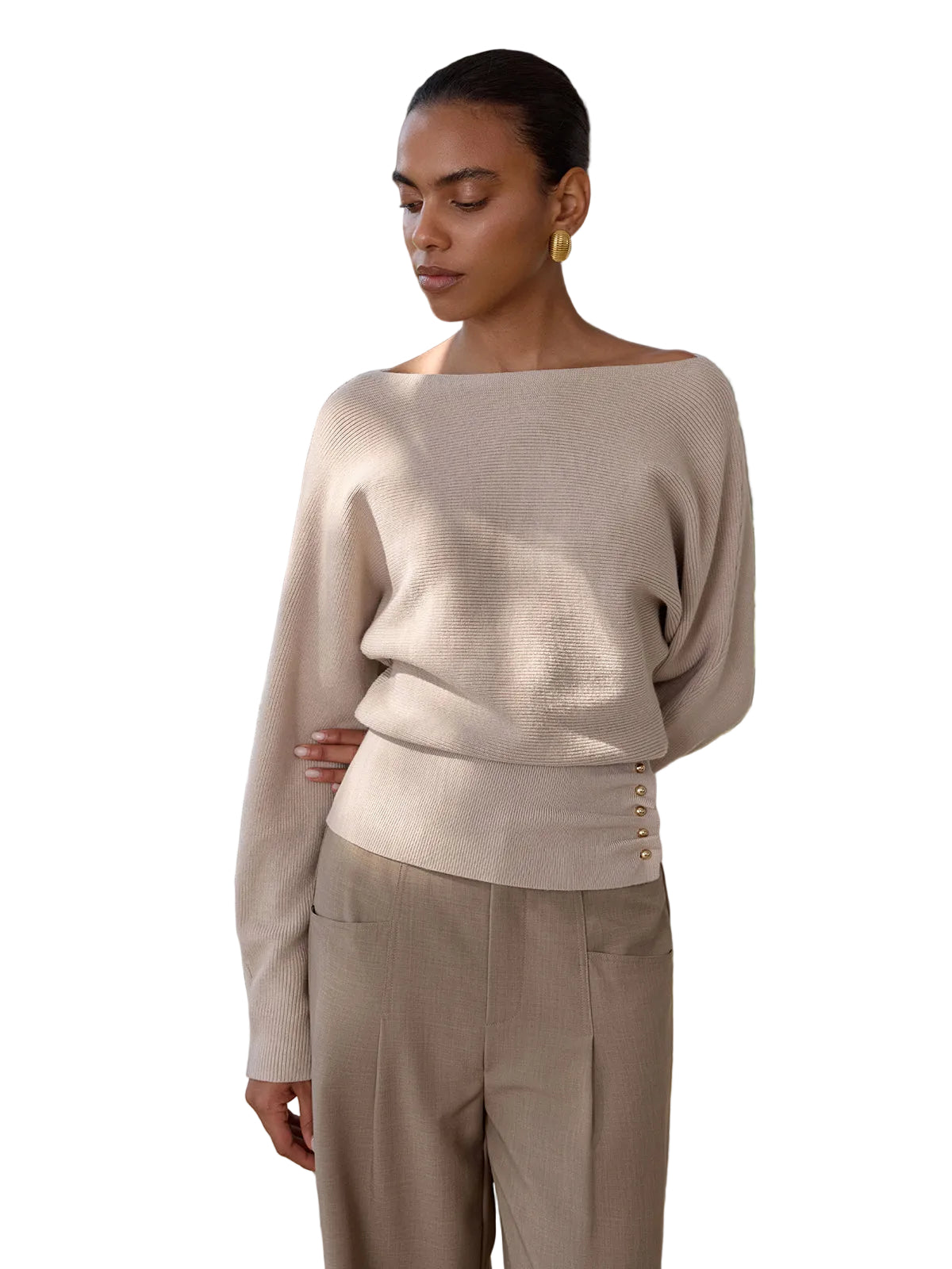 Rina - Maglione a Costine con Dettagli Metallici (Maglione a Costine con Dettagli Metallici)