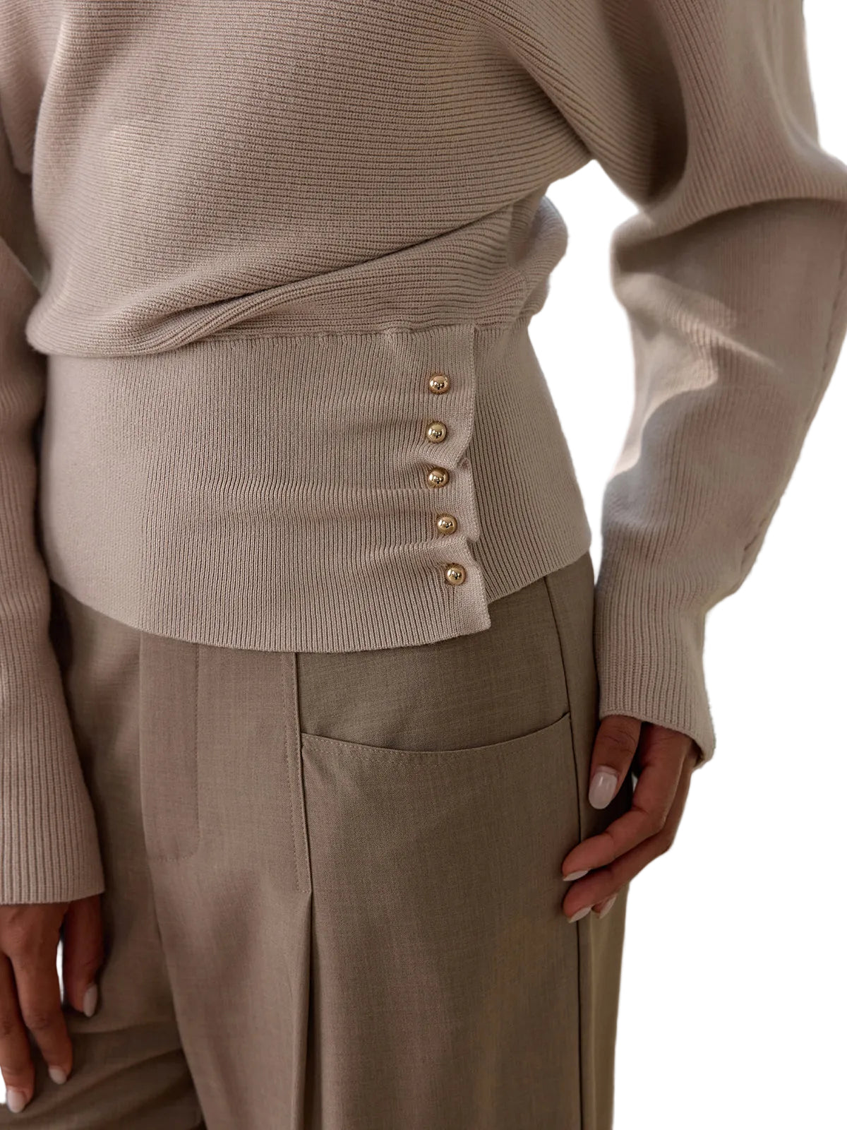 Rina - Maglione a Costine con Dettagli Metallici (Maglione a Costine con Dettagli Metallici)