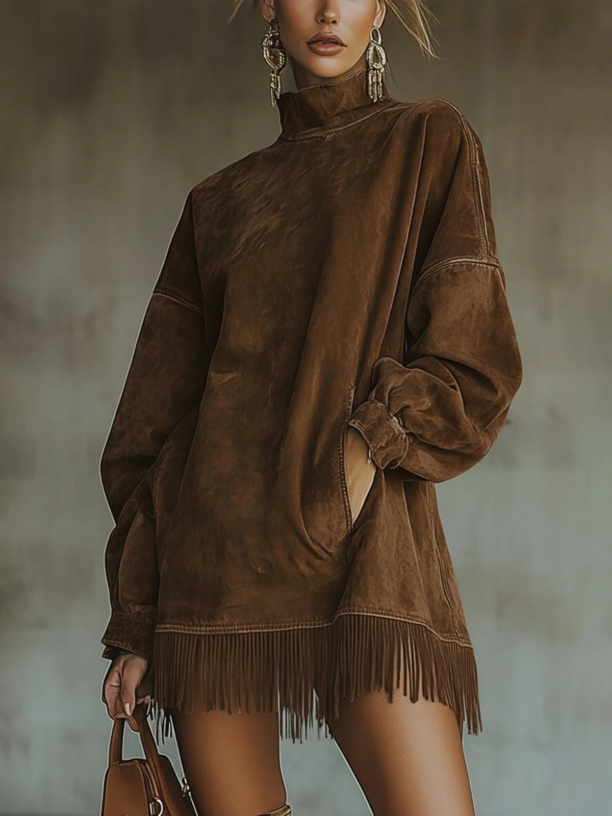 Sheri | Abito in suede comodo con frange