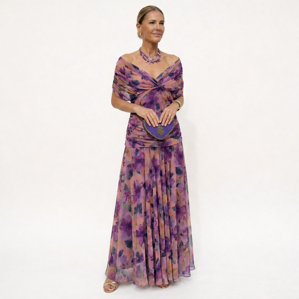 Velora™ | Abito Lungo Floreale con Scollatura a V
