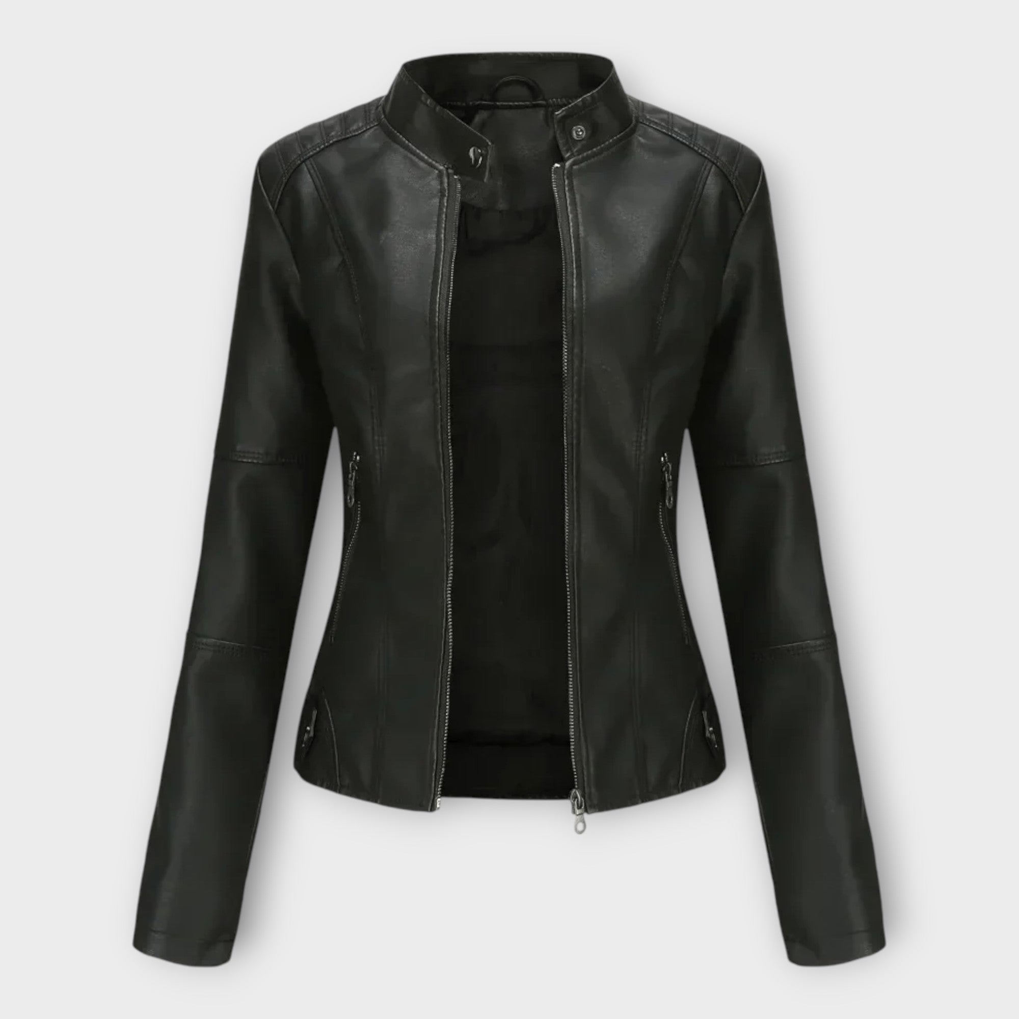 Giubbotto in Pelle Corto e Moderno con Zip