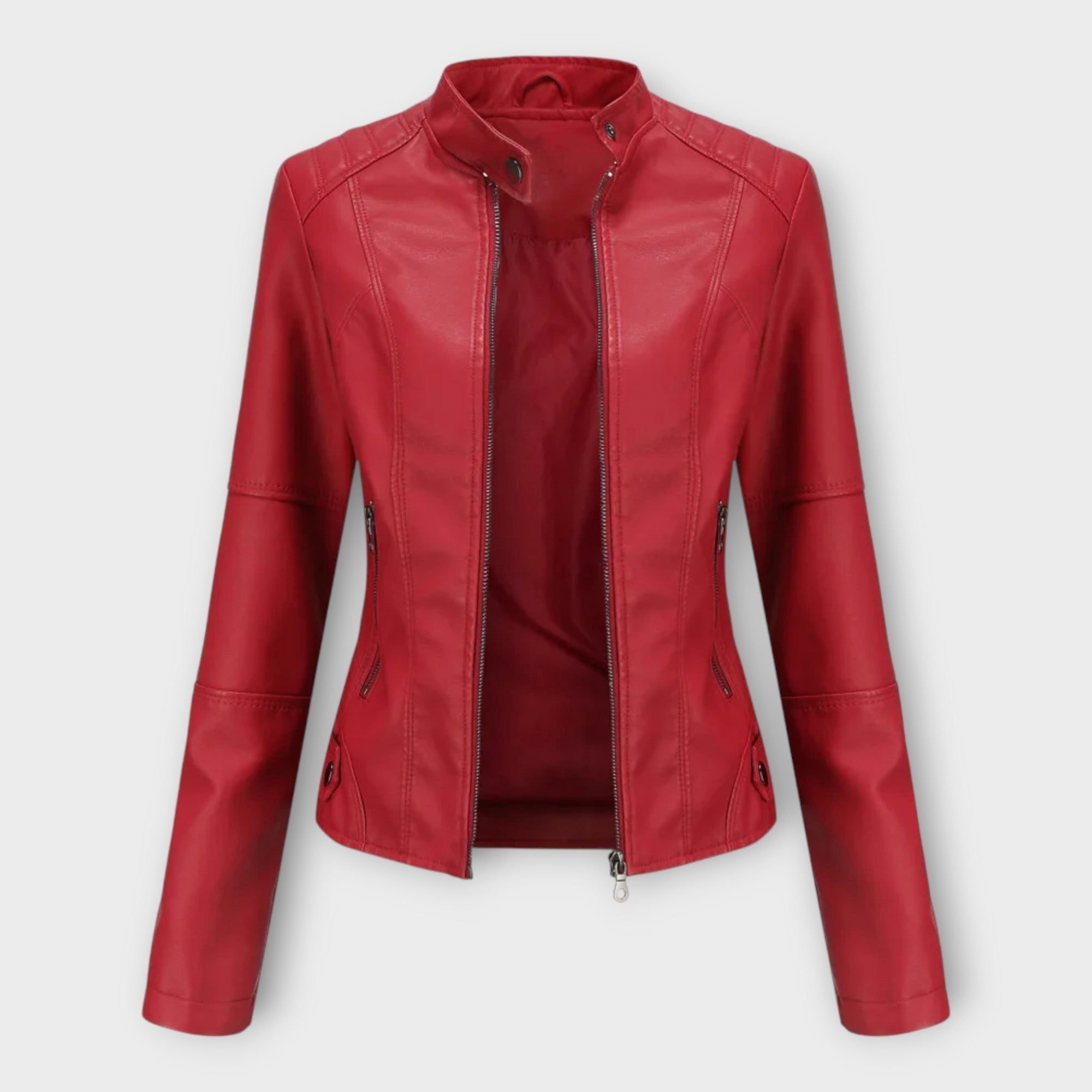 Giubbotto in Pelle Corto e Moderno con Zip