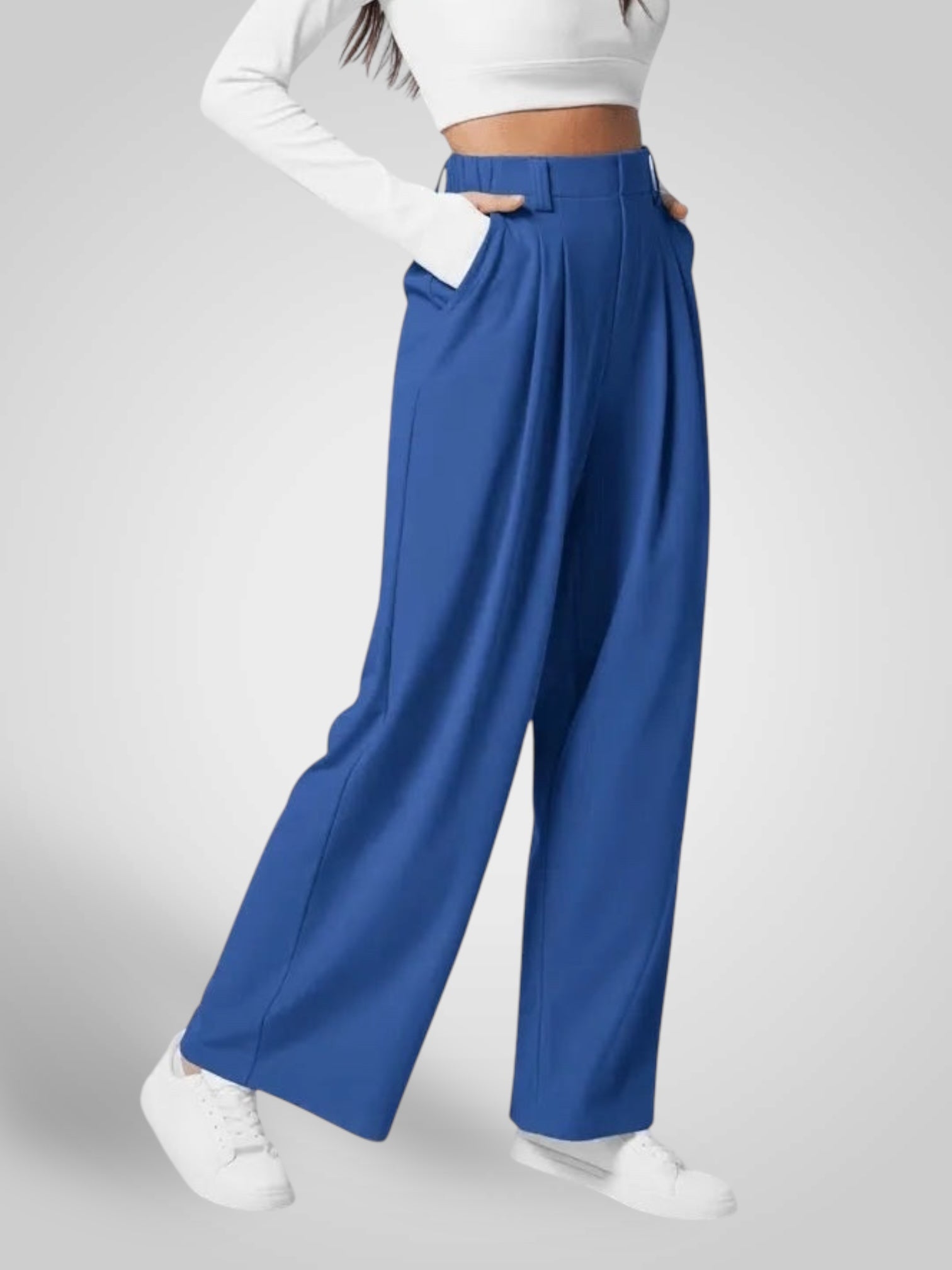 Luma | Pantaloni Donna a Gamba Larga - Vita Alta con Design Plissettato
