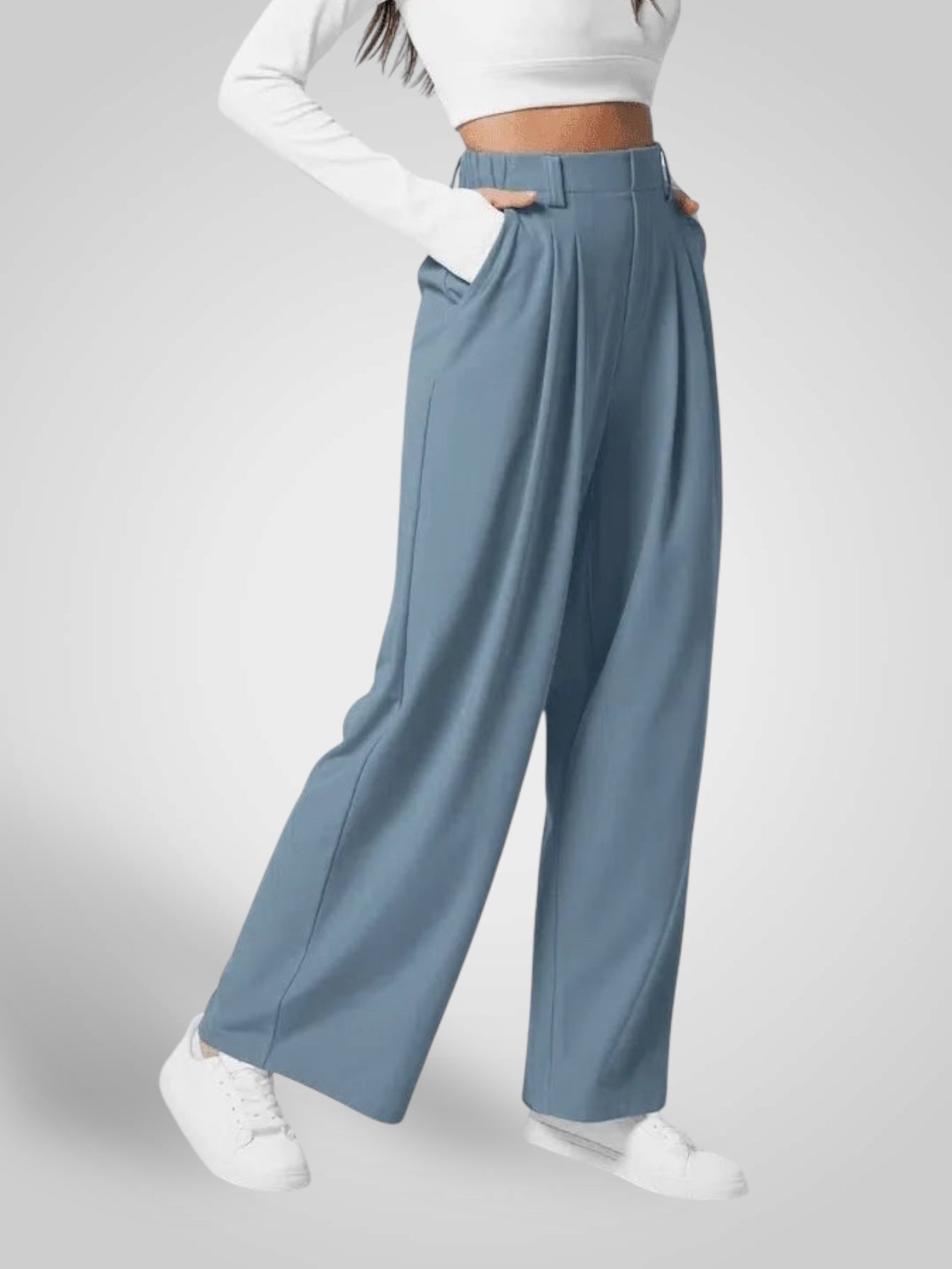 Luma | Pantaloni Donna a Gamba Larga - Vita Alta con Design Plissettato