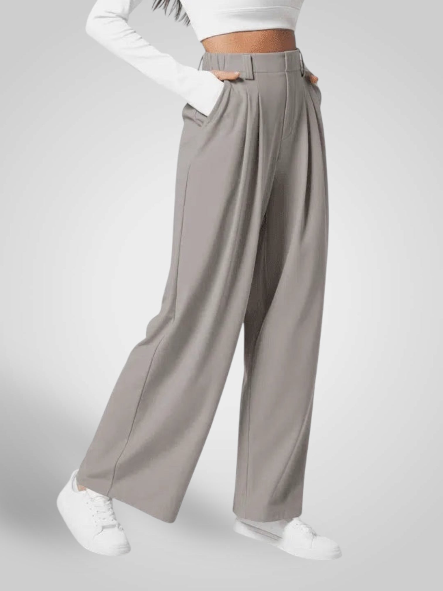 Luma | Pantaloni Donna a Gamba Larga - Vita Alta con Design Plissettato