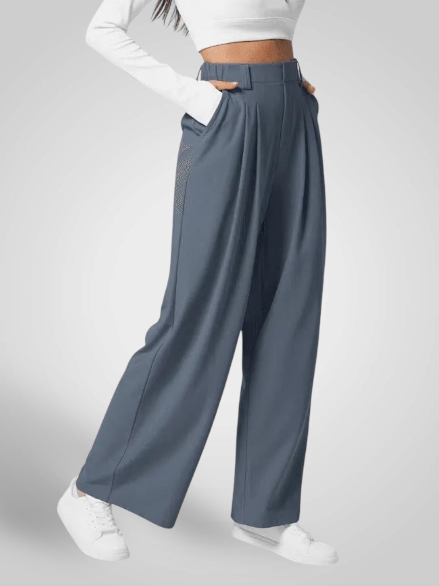 Luma | Pantaloni Donna a Gamba Larga - Vita Alta con Design Plissettato