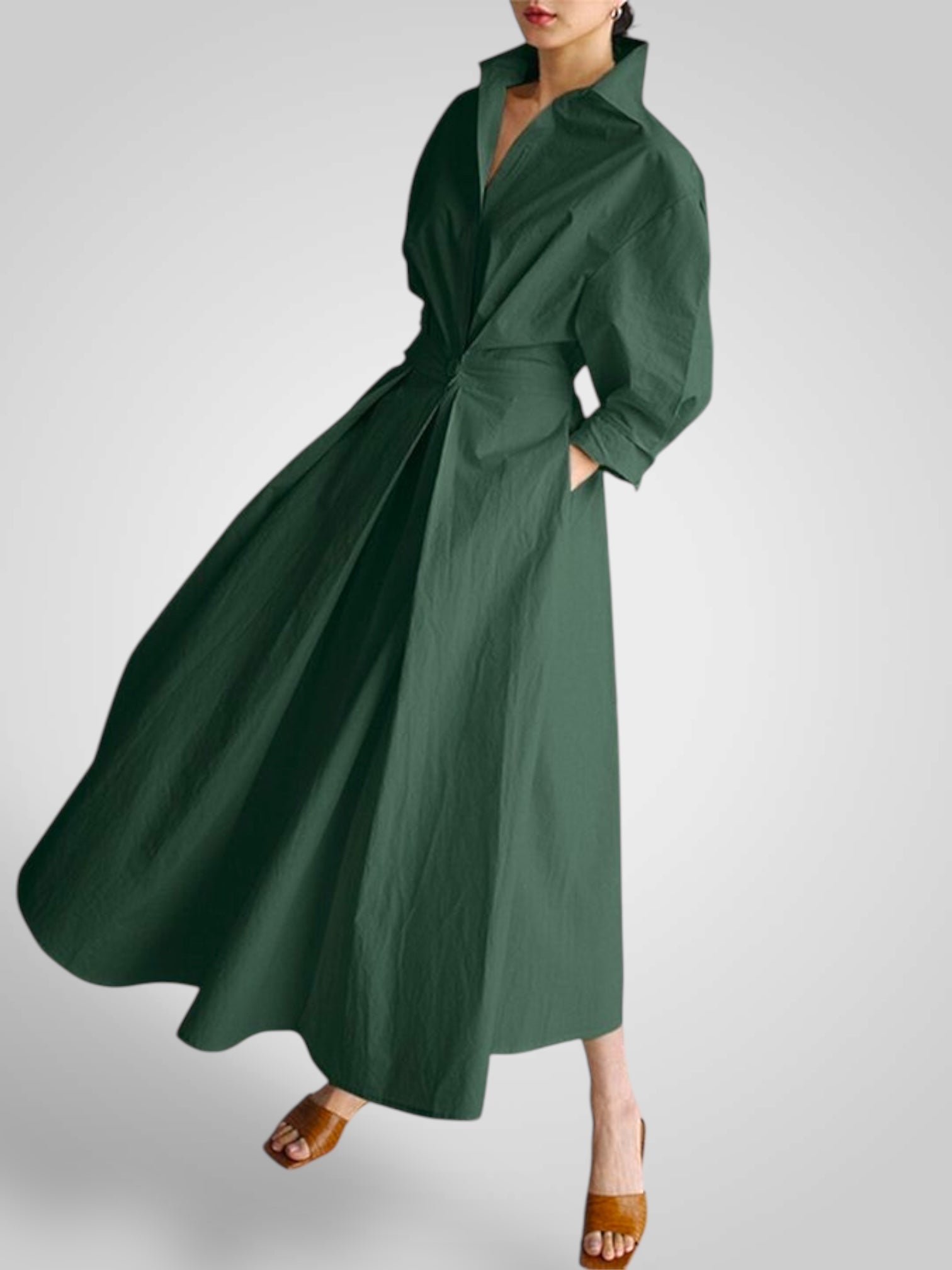 Ella | Abito Maxy da Donna con Tasche, Bottoni, Maniche Lunghe