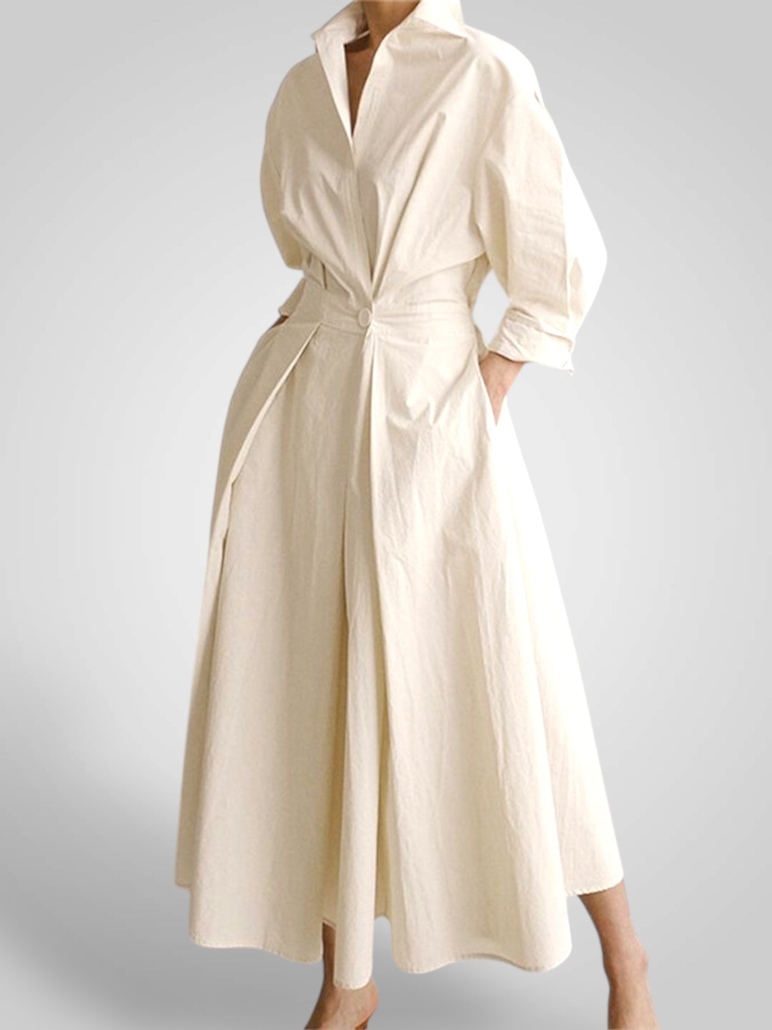Ella | Abito Maxy da Donna con Tasche, Bottoni, Maniche Lunghe