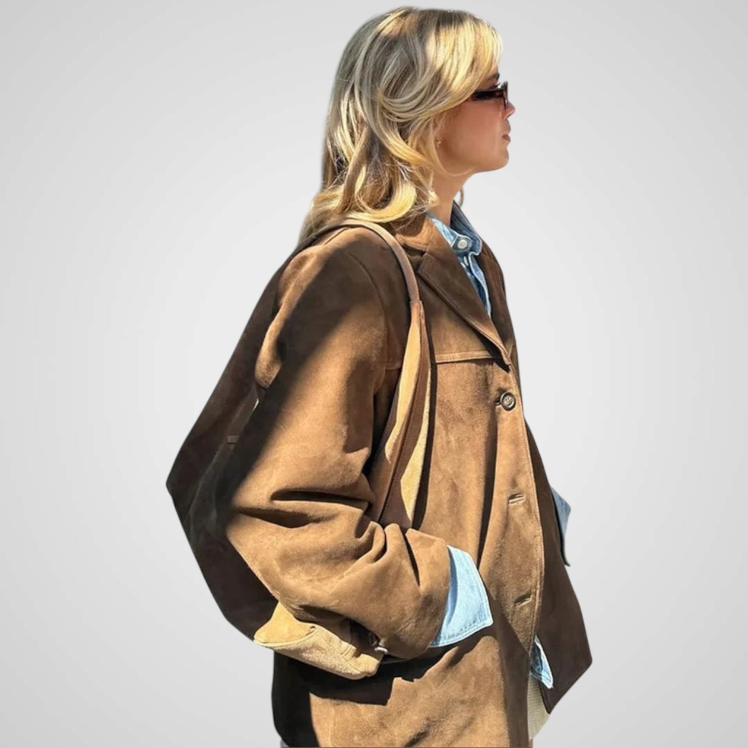 Laila | Giacca classica in camoscio marrone