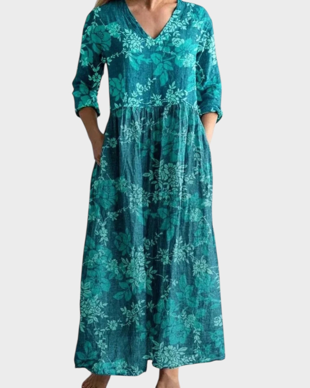 C&G™ | Vestito Maxi Vintage con Fantasia Floreale