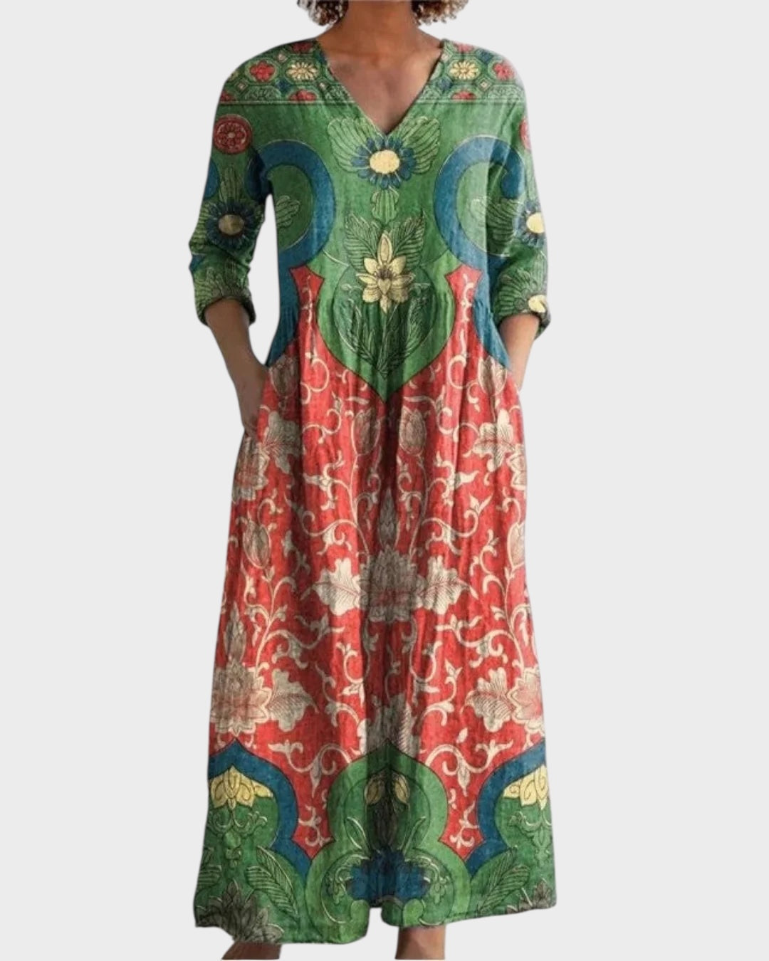 C&G™ | Vestito Maxi Vintage con Fantasia Floreale