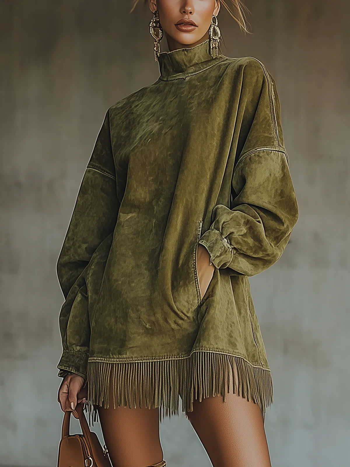 Sheri | Abito in suede comodo con frange