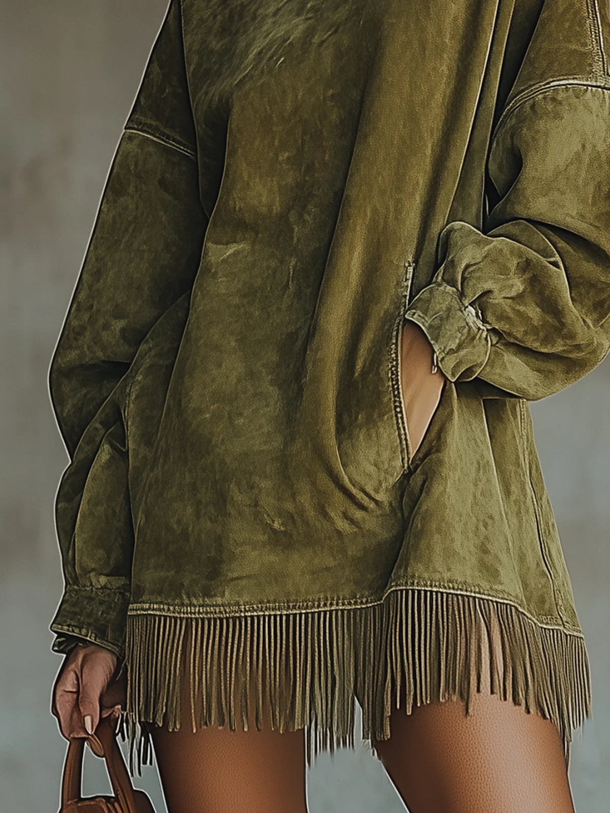 Sheri | Abito in suede comodo con frange