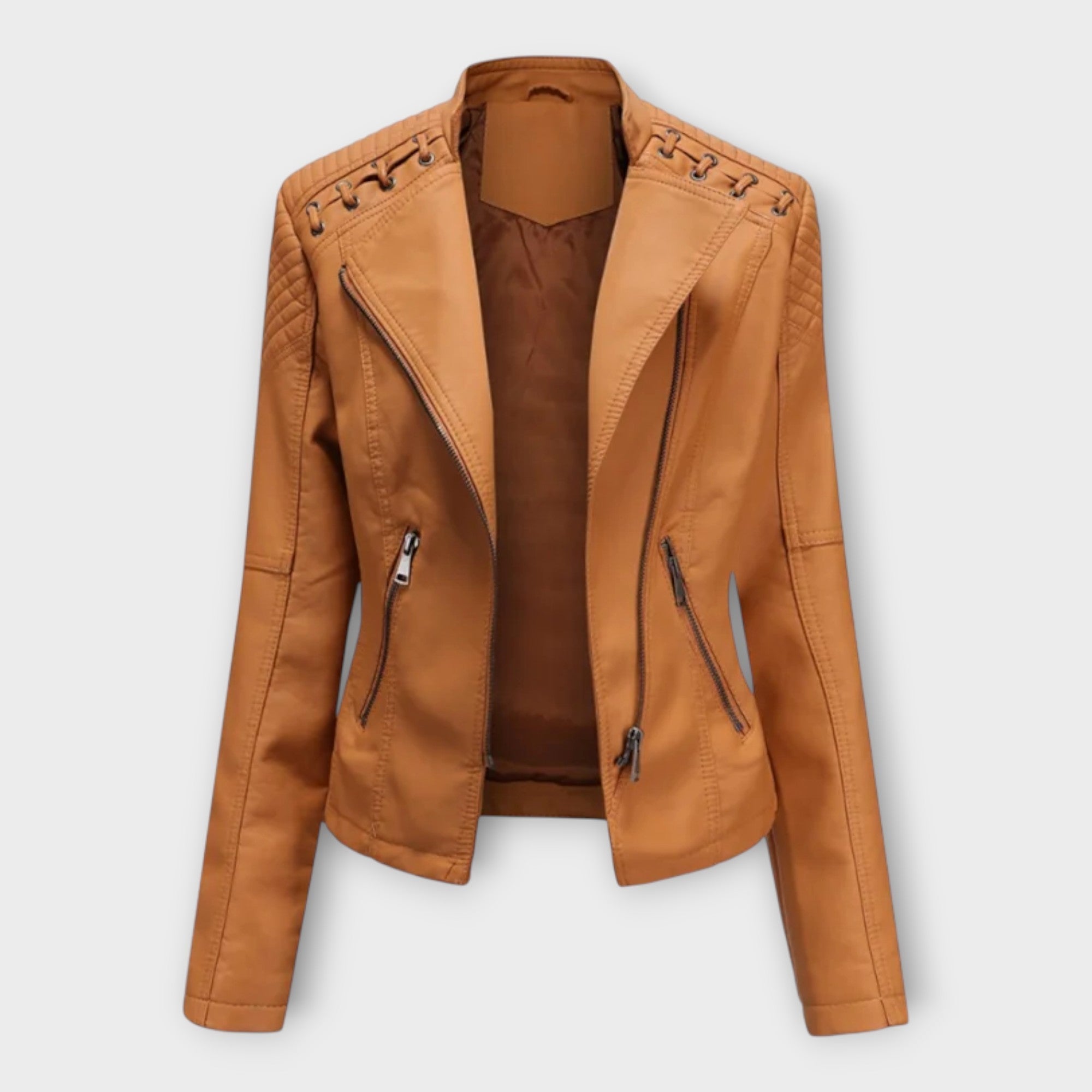 Giacca in Pelle Moderna con Linea Elegante e Raffinata