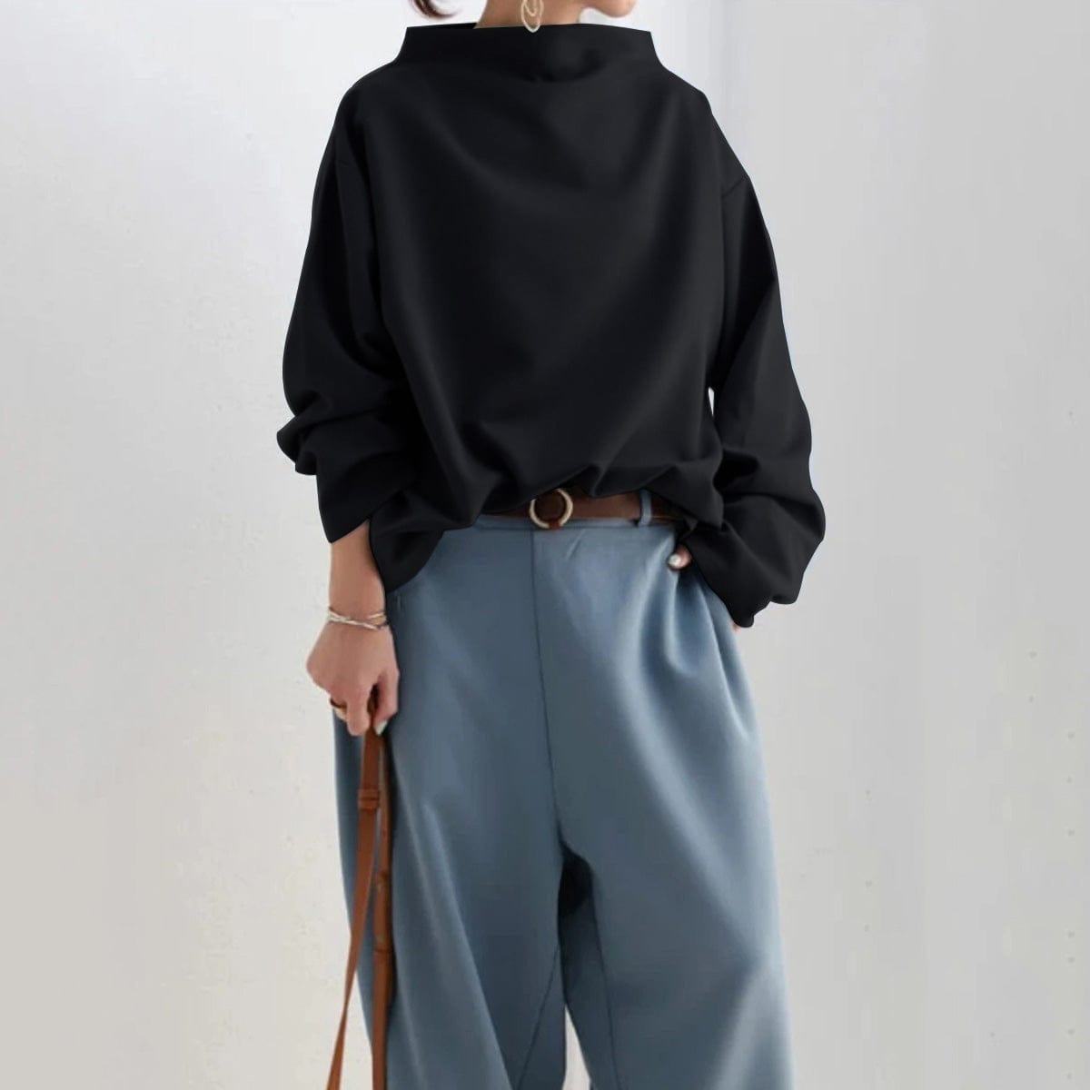 Elly | Top in Maglia con Collo Alto e Morbida Texture