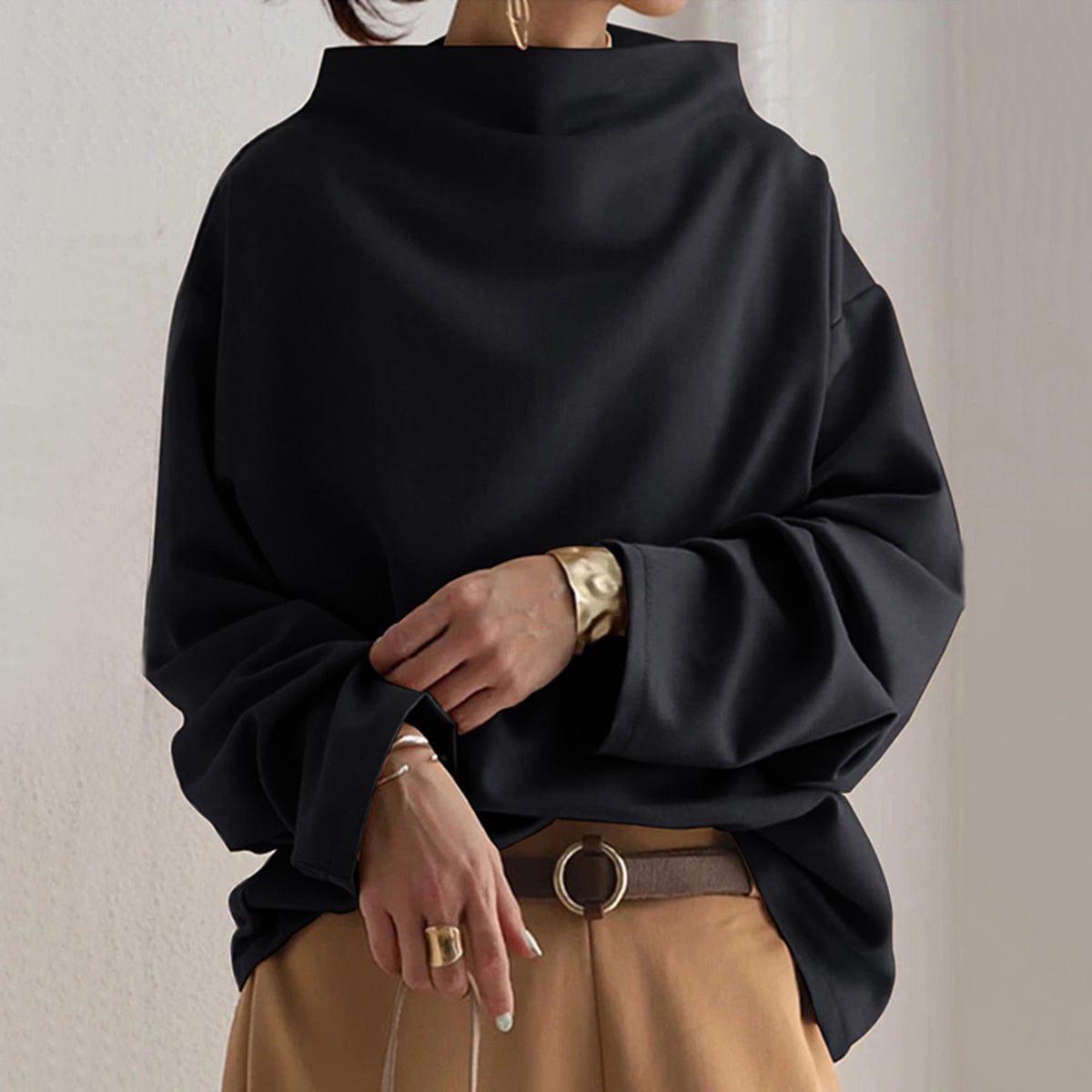 Elly | Top in Maglia con Collo Alto e Morbida Texture
