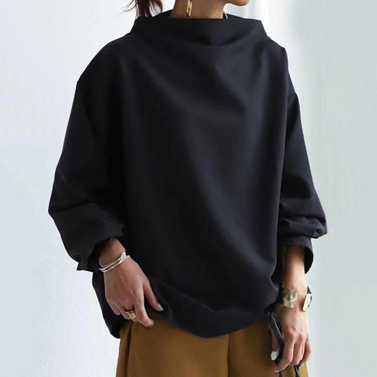 Elly | Top in Maglia con Collo Alto e Morbida Texture