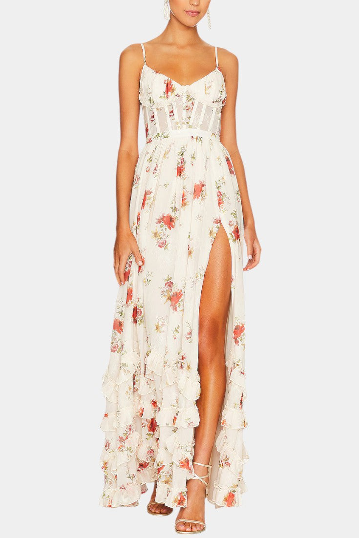 Abito Maxi Corsetto Luna con Design Floreale