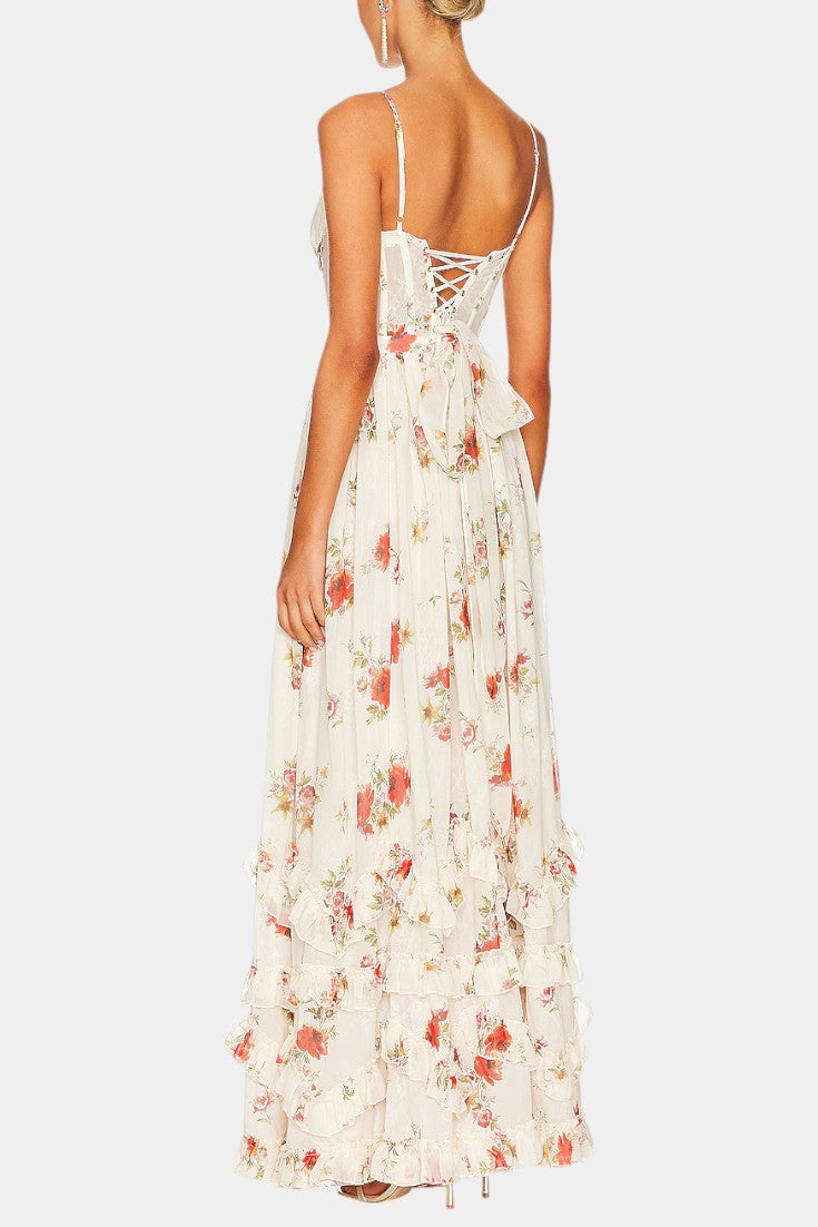 Abito Maxi Corsetto Luna con Design Floreale