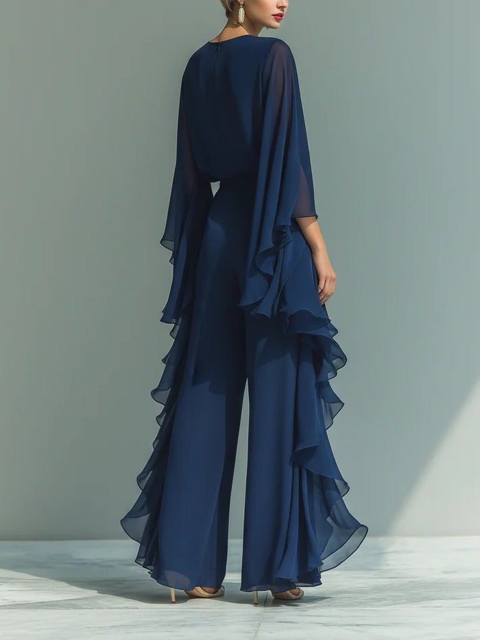 Helena | Completo Elegante in Chiffon con Volant