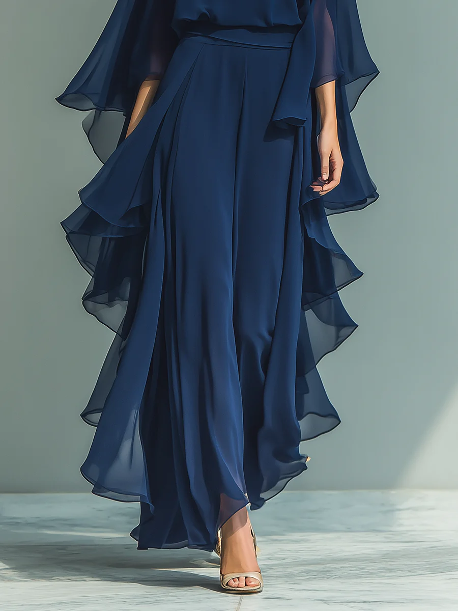 Helena | Completo Elegante in Chiffon con Volant