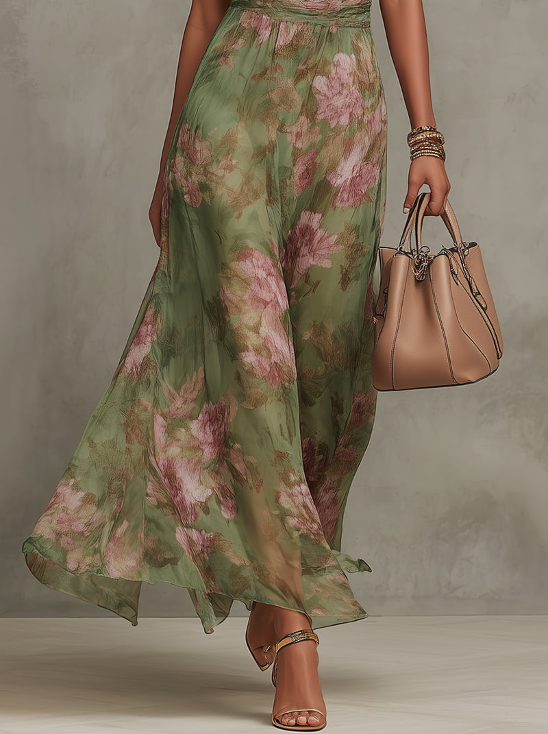 Livia | Maxi Abito Floreale con Scollatura Halter