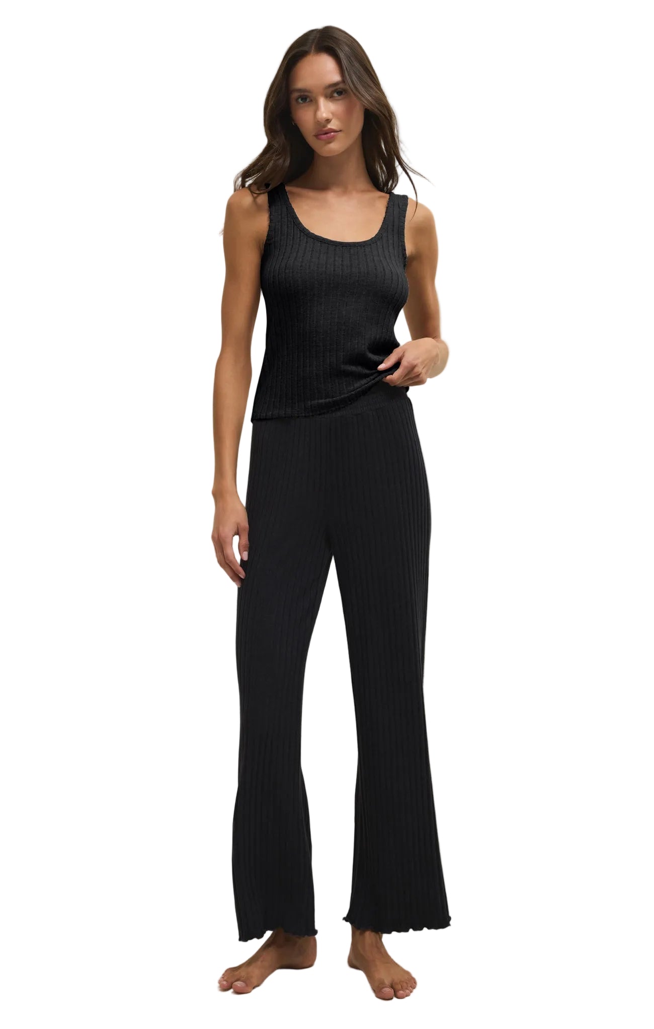 Megan | Pantaloni Dawn in Raso di Seta con Arricciature (Dawn Smocked Silky Rib Pant)
