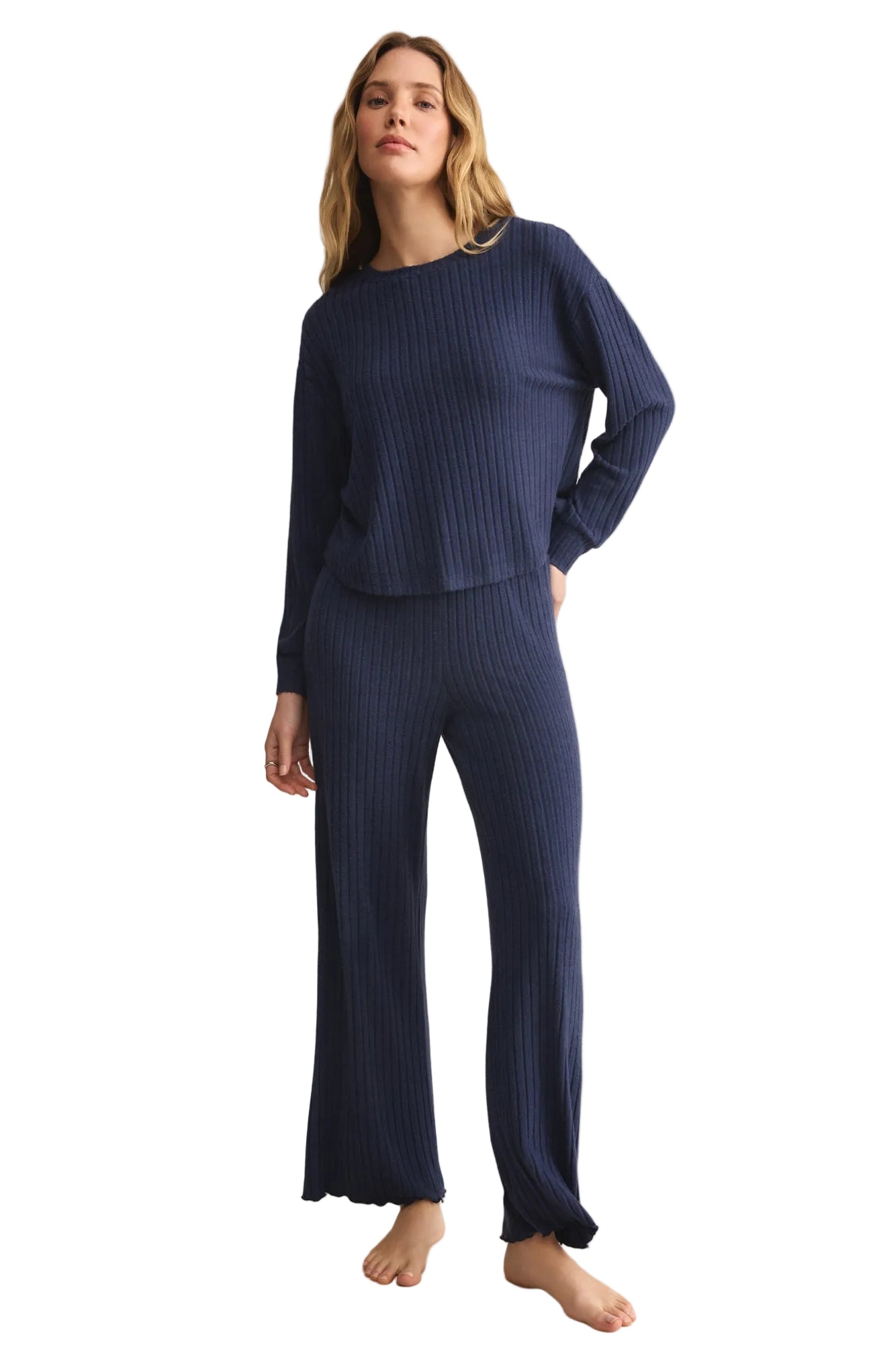 Megan | Pantaloni Dawn in Raso di Seta con Arricciature (Dawn Smocked Silky Rib Pant)