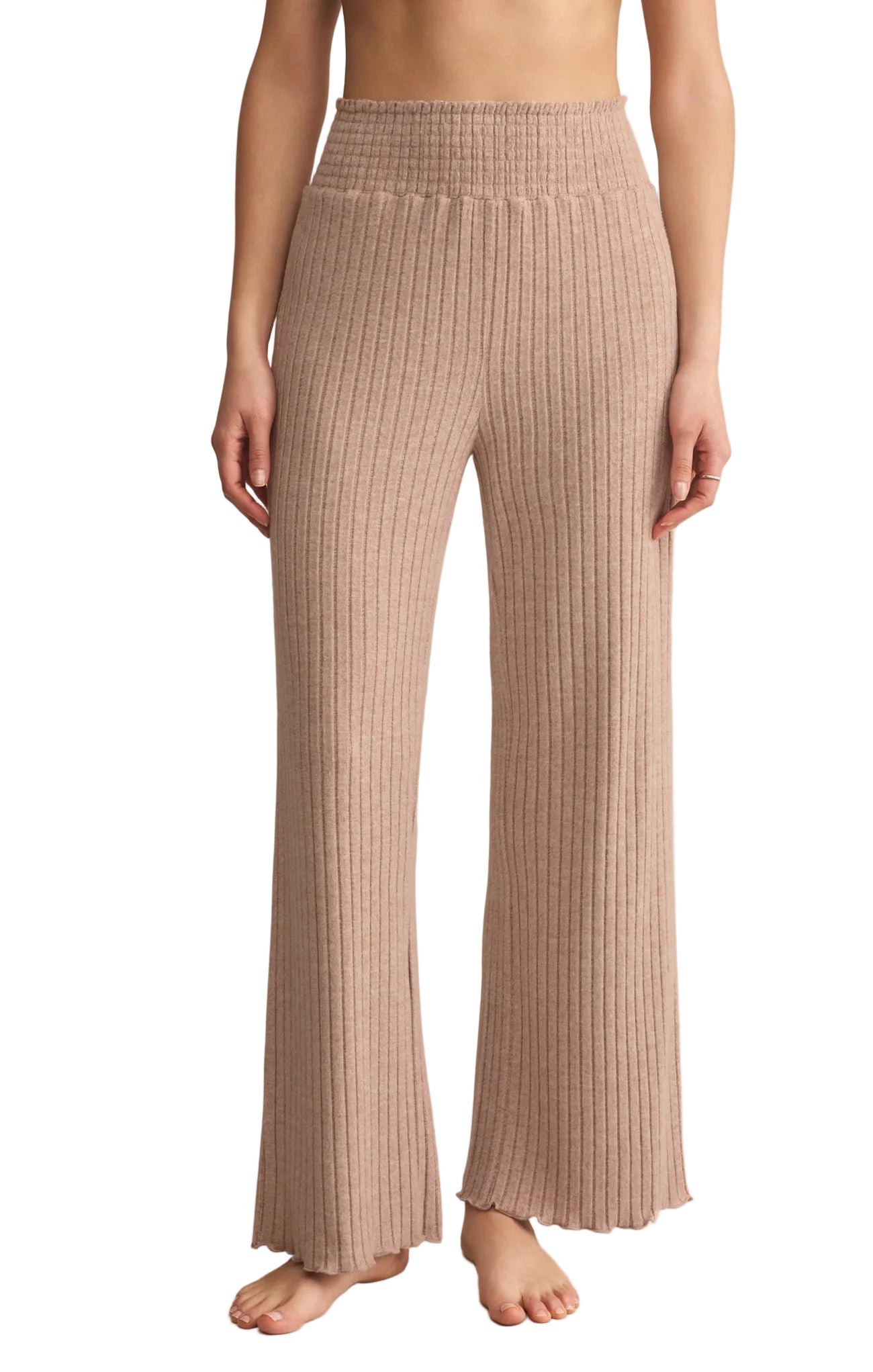 Megan | Pantaloni Dawn in Raso di Seta con Arricciature (Dawn Smocked Silky Rib Pant)