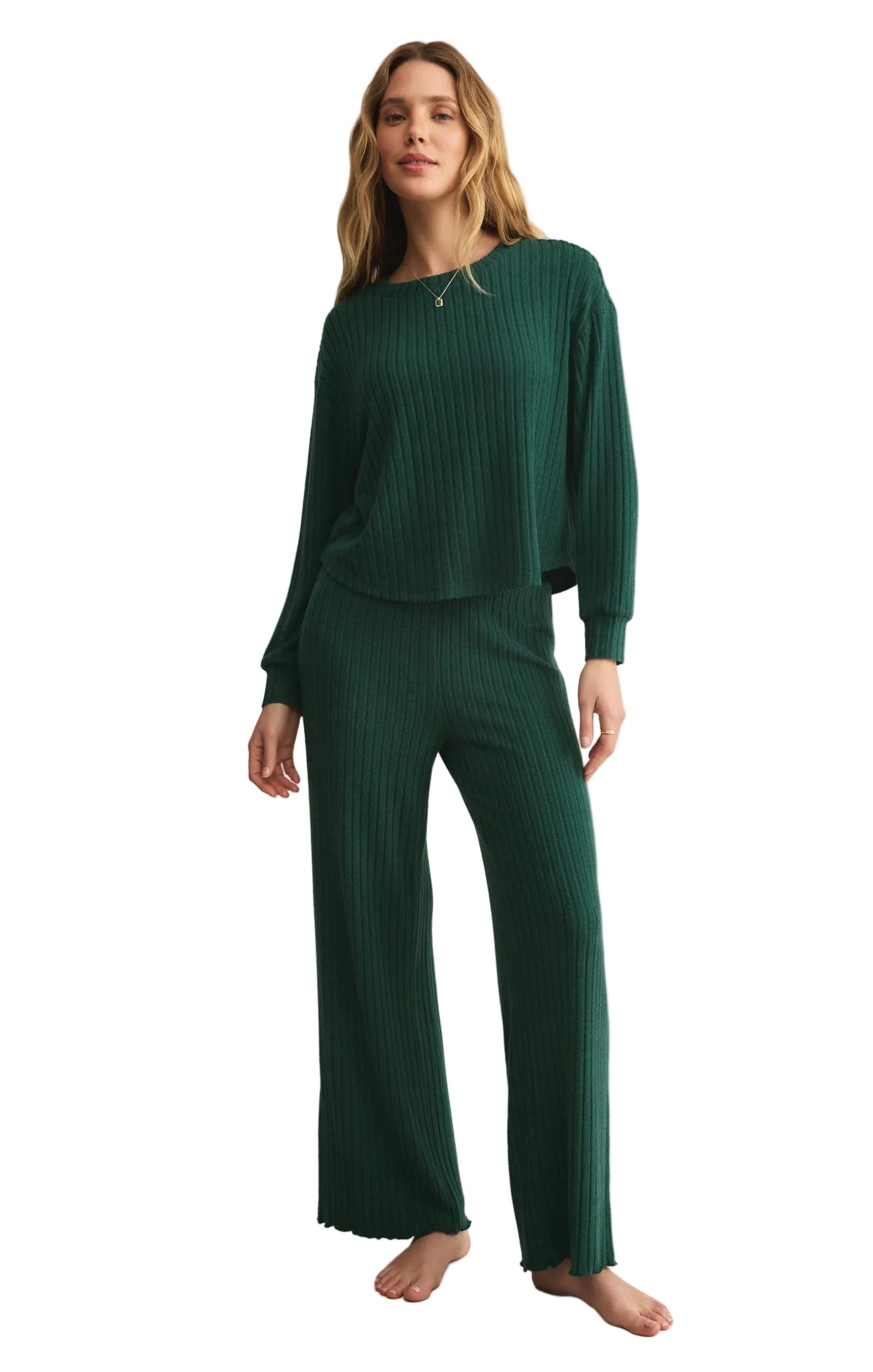 Megan | Pantaloni Dawn in Raso di Seta con Arricciature (Dawn Smocked Silky Rib Pant)