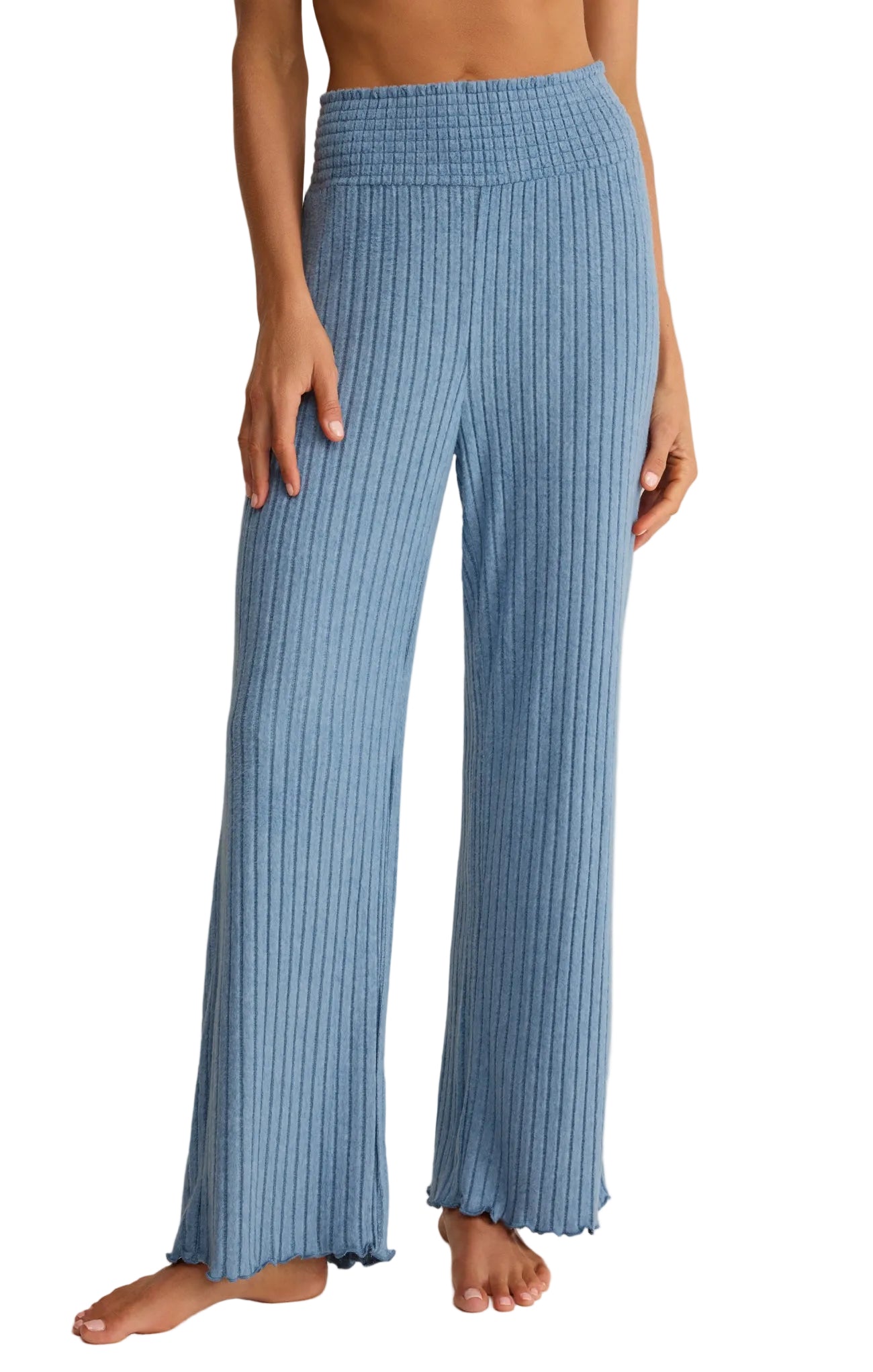 Megan | Pantaloni Dawn in Raso di Seta con Arricciature (Dawn Smocked Silky Rib Pant)