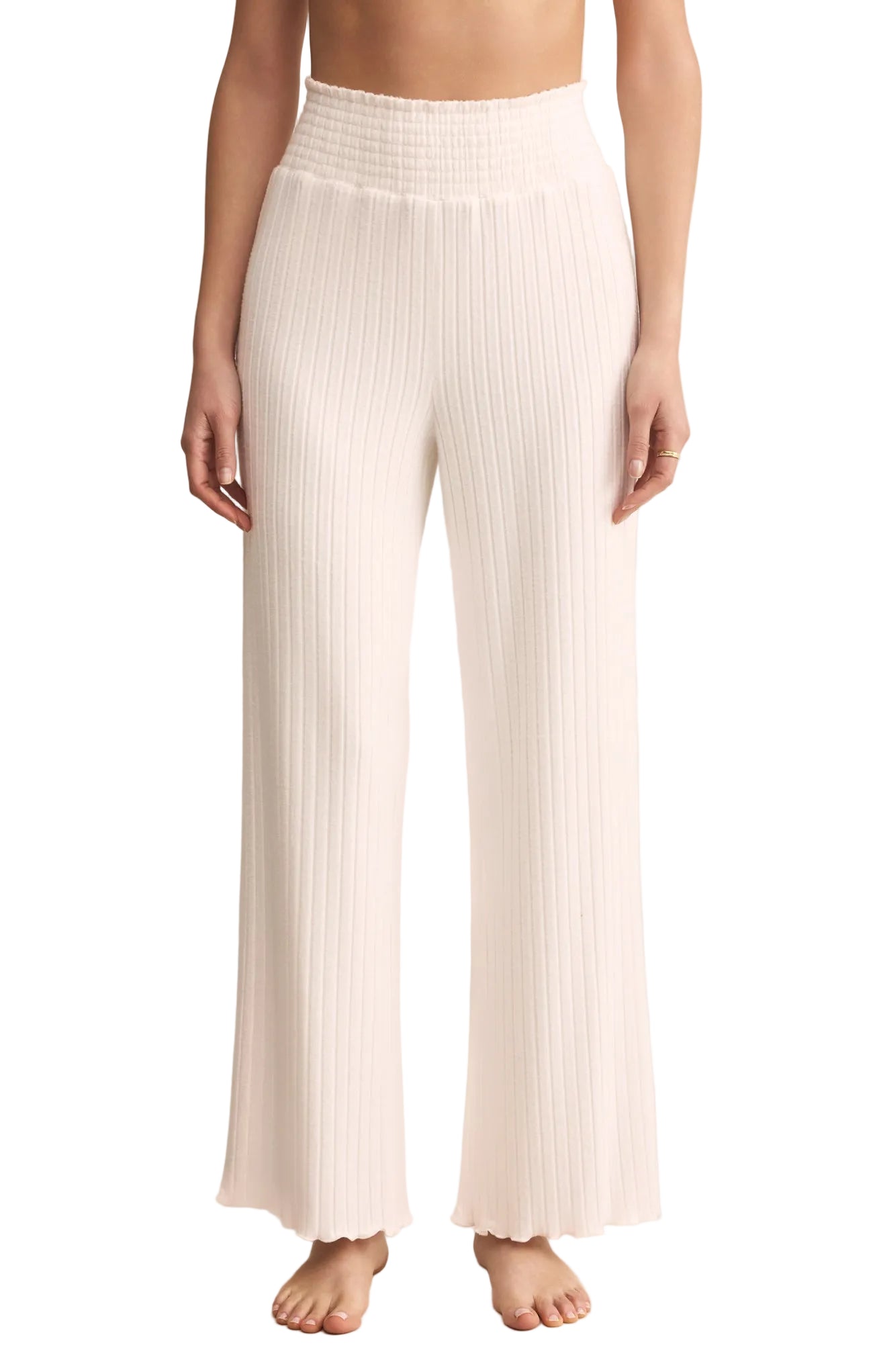 Megan | Pantaloni Dawn in Raso di Seta con Arricciature (Dawn Smocked Silky Rib Pant)