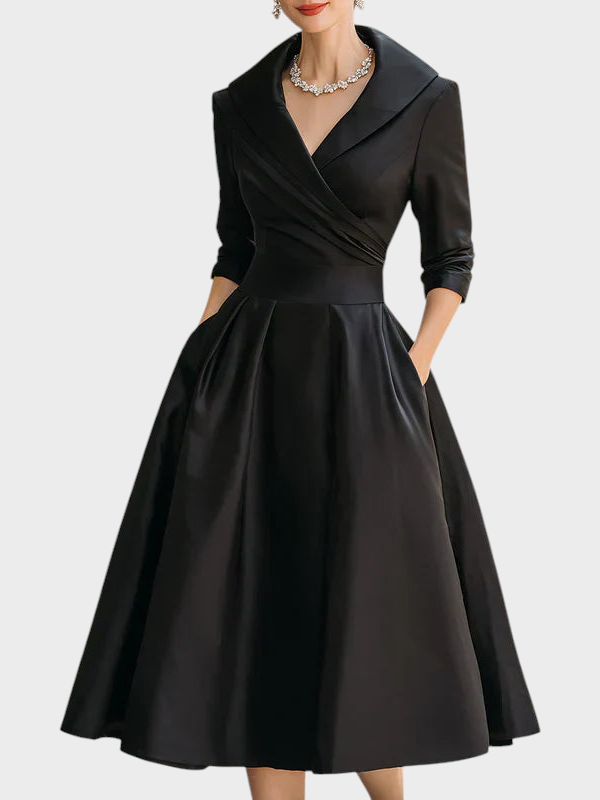 Gabriella | Elegante Abito Midi con Dettagli Raffinati e Pratiche Tasche