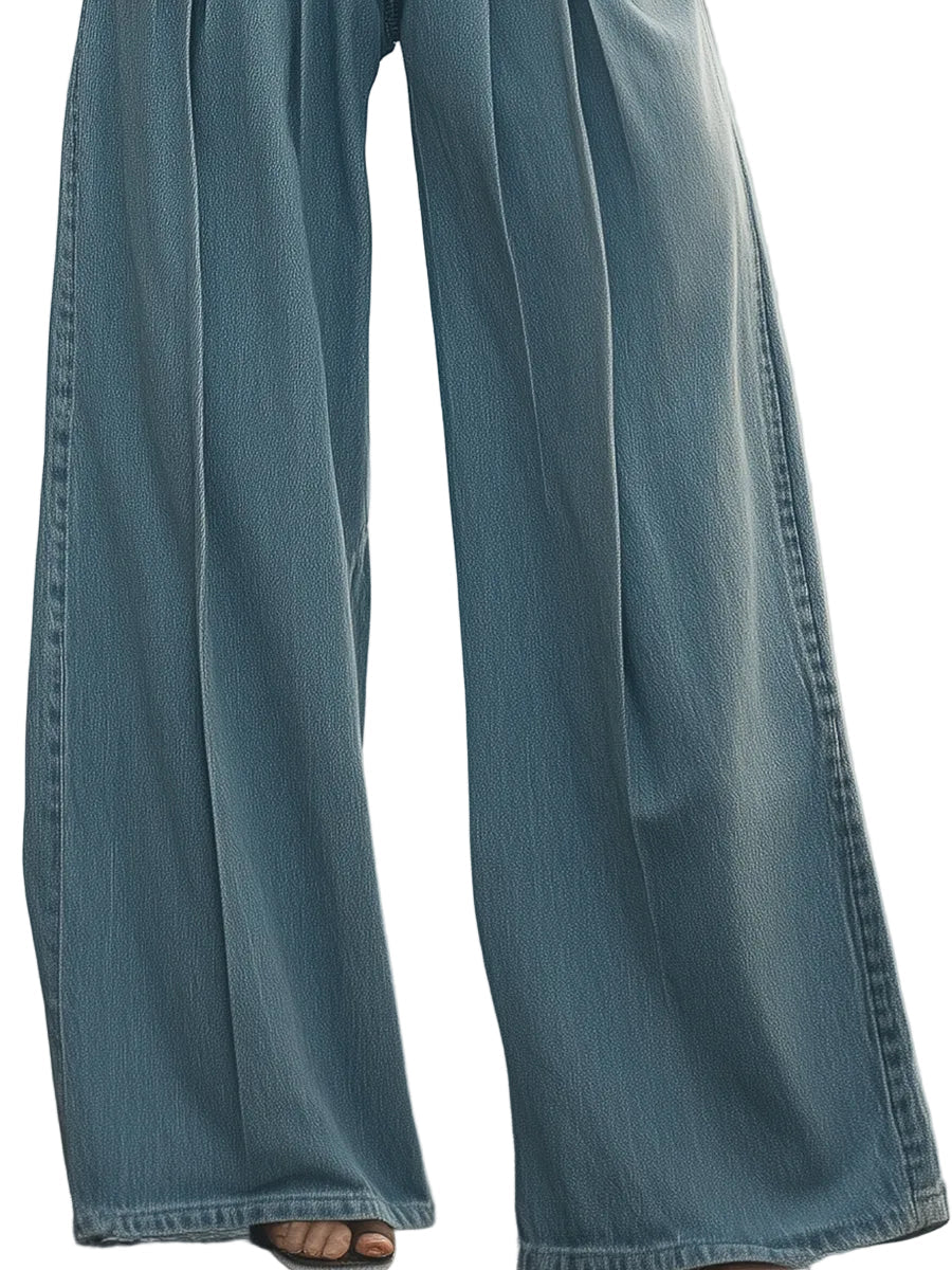 Rebecca - Pantaloni in Denim Vintage a Gamba Larga