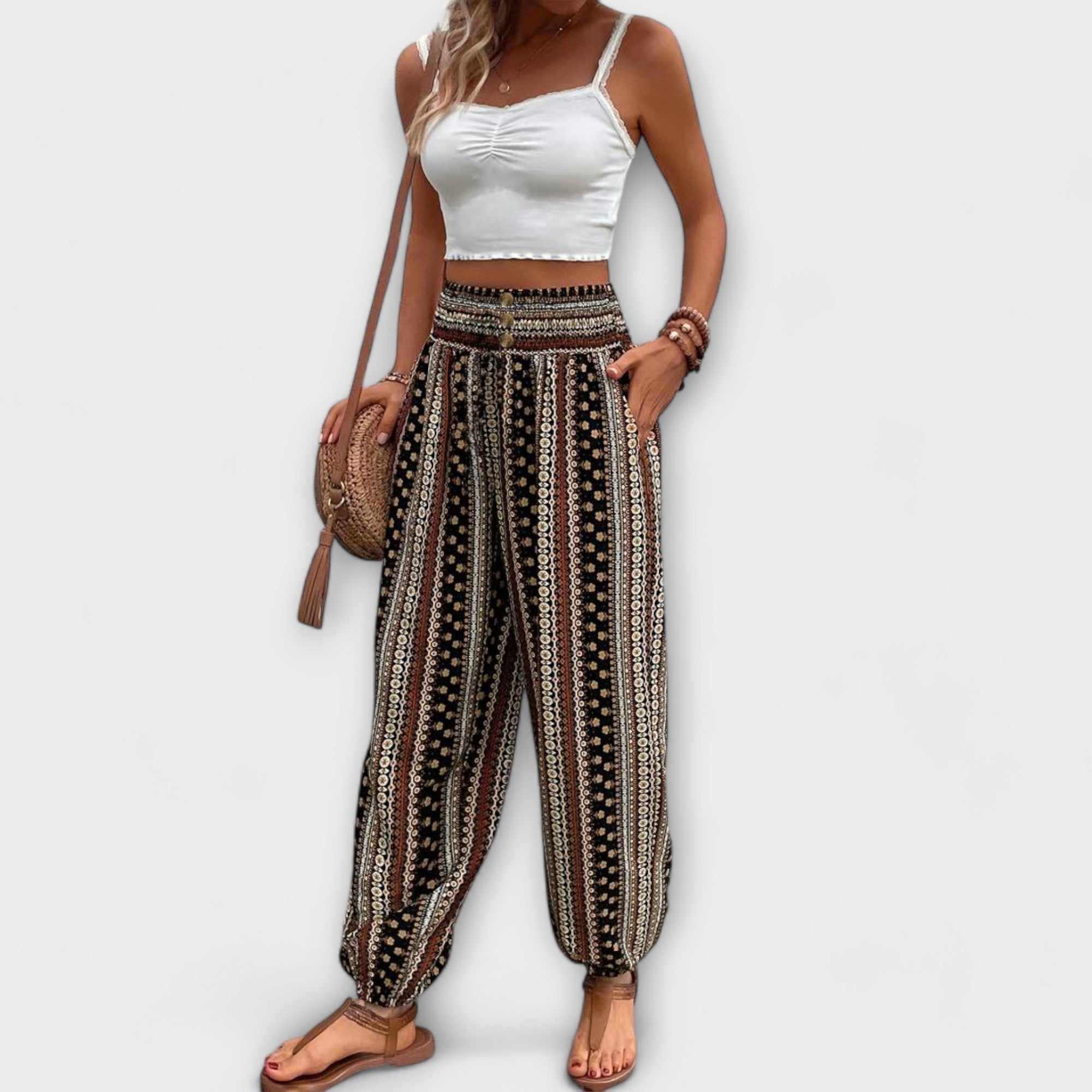 Scarlett - Pantaloni con design etnografico