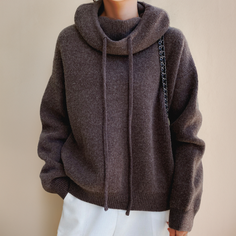 Amina - Felpa con Cappuccio in Merino di Lusso