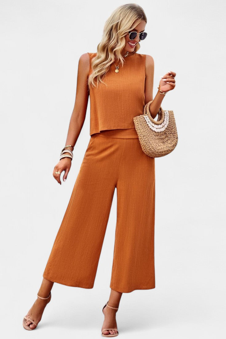 Lavinia Boho Set con Top Leggero e Shorts in Lino e Cotone