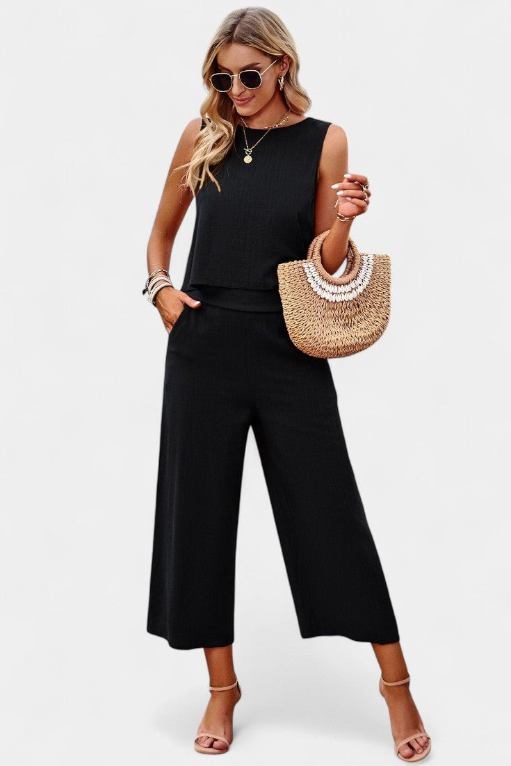 Lavinia Boho Set con Top Leggero e Shorts in Lino e Cotone