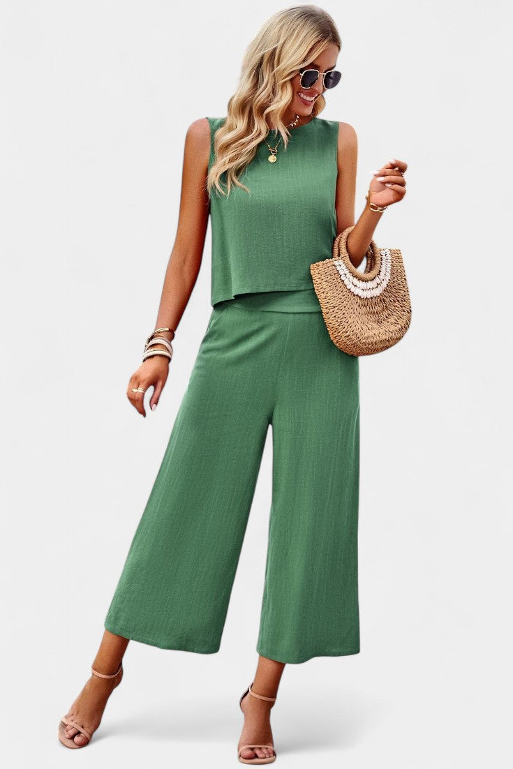 Lavinia Boho Set con Top Leggero e Shorts in Lino e Cotone
