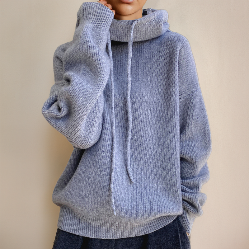 Amina - Felpa con Cappuccio in Merino di Lusso