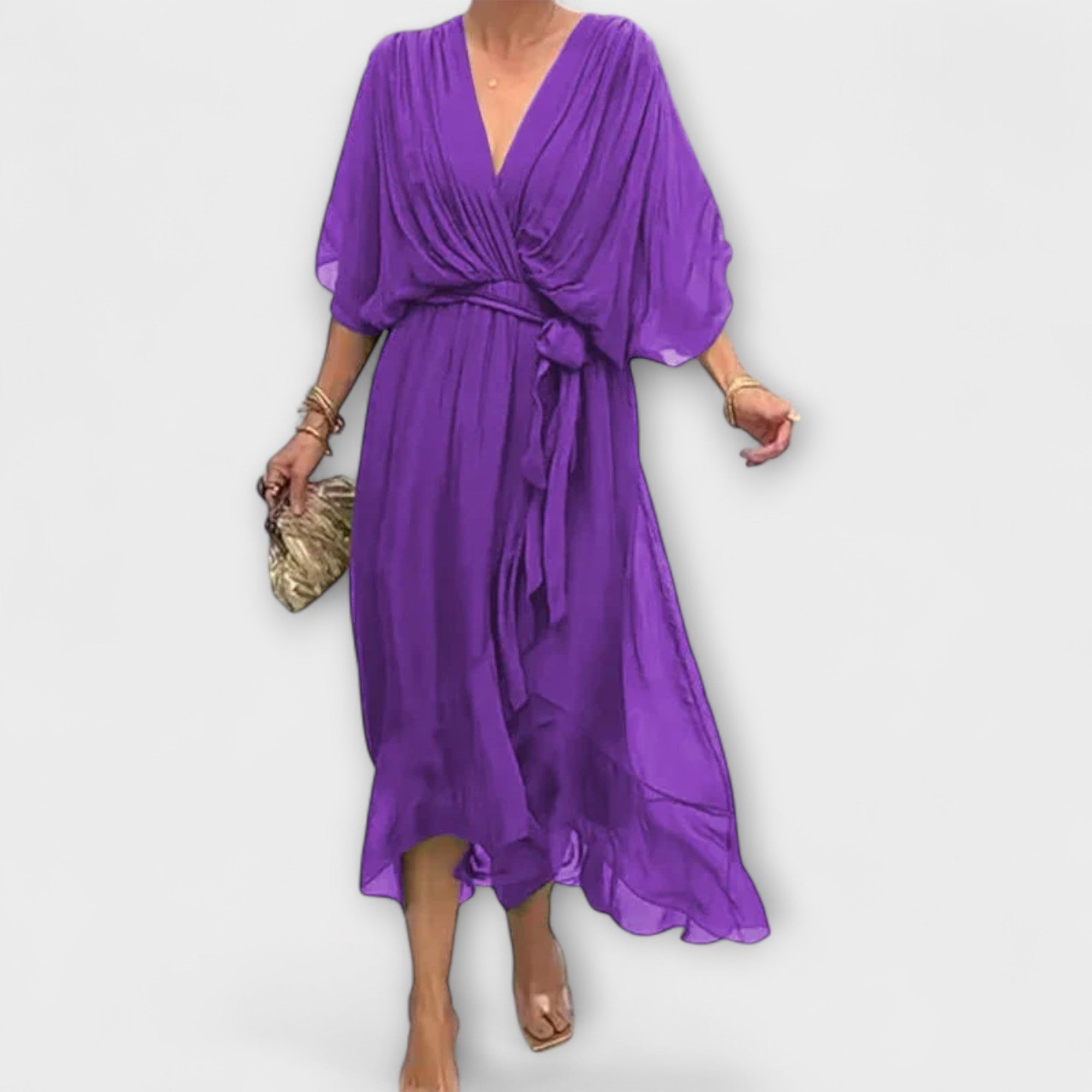 Amoura — Abito in Chiffon con Scollatura a V