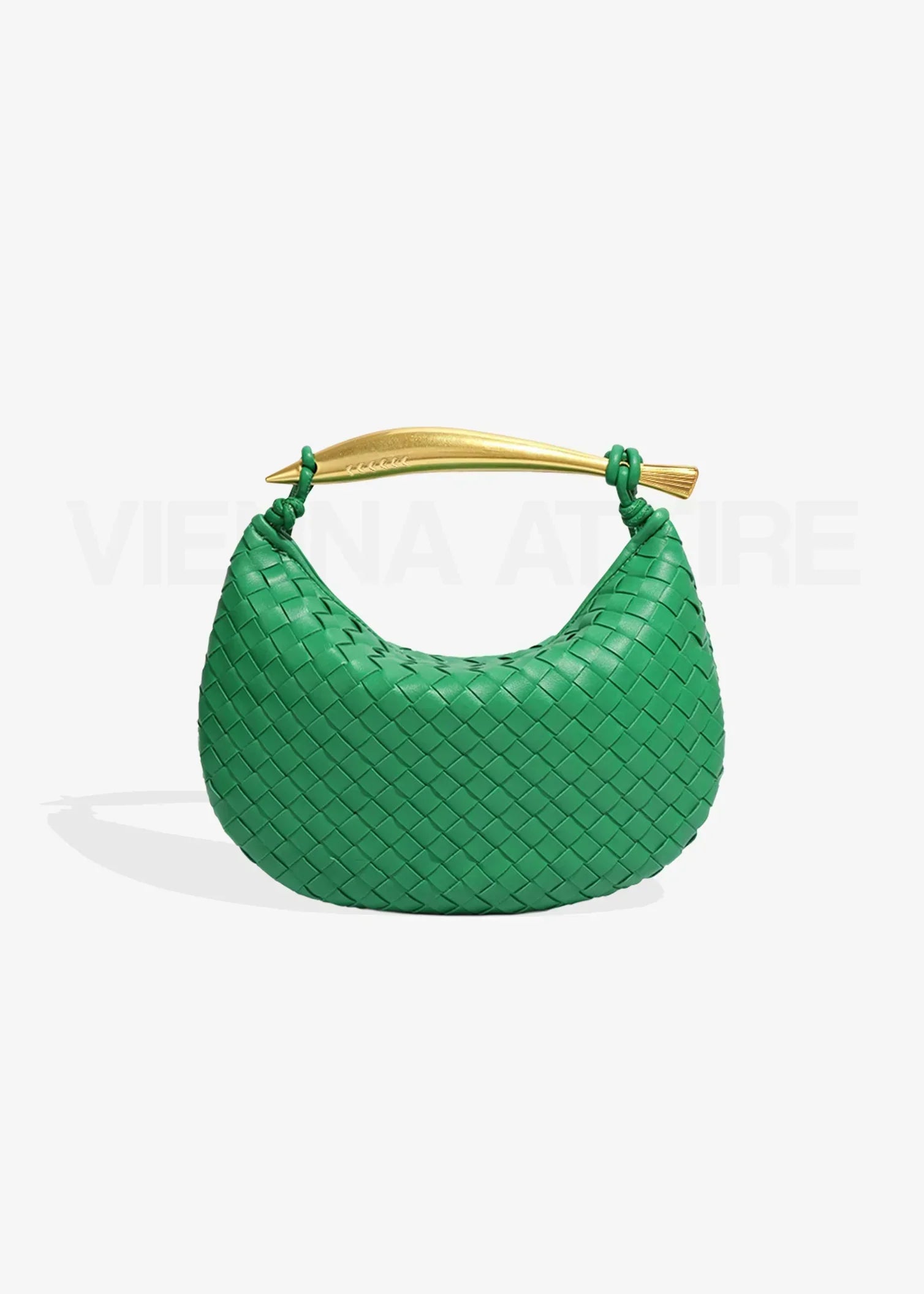 Alessandra – Borsa con Design Intessuto e Manico Dorato