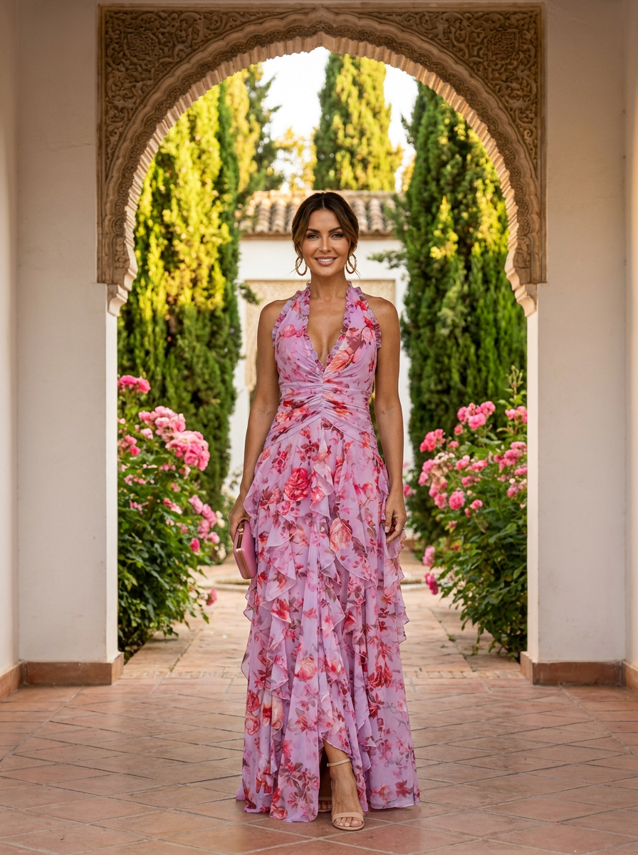 Bella | Vestito lungo con collo halter