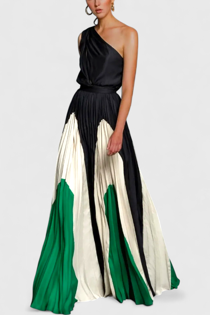 Abito Antía Maxi Off-Shoulder con Stampa Elegante
