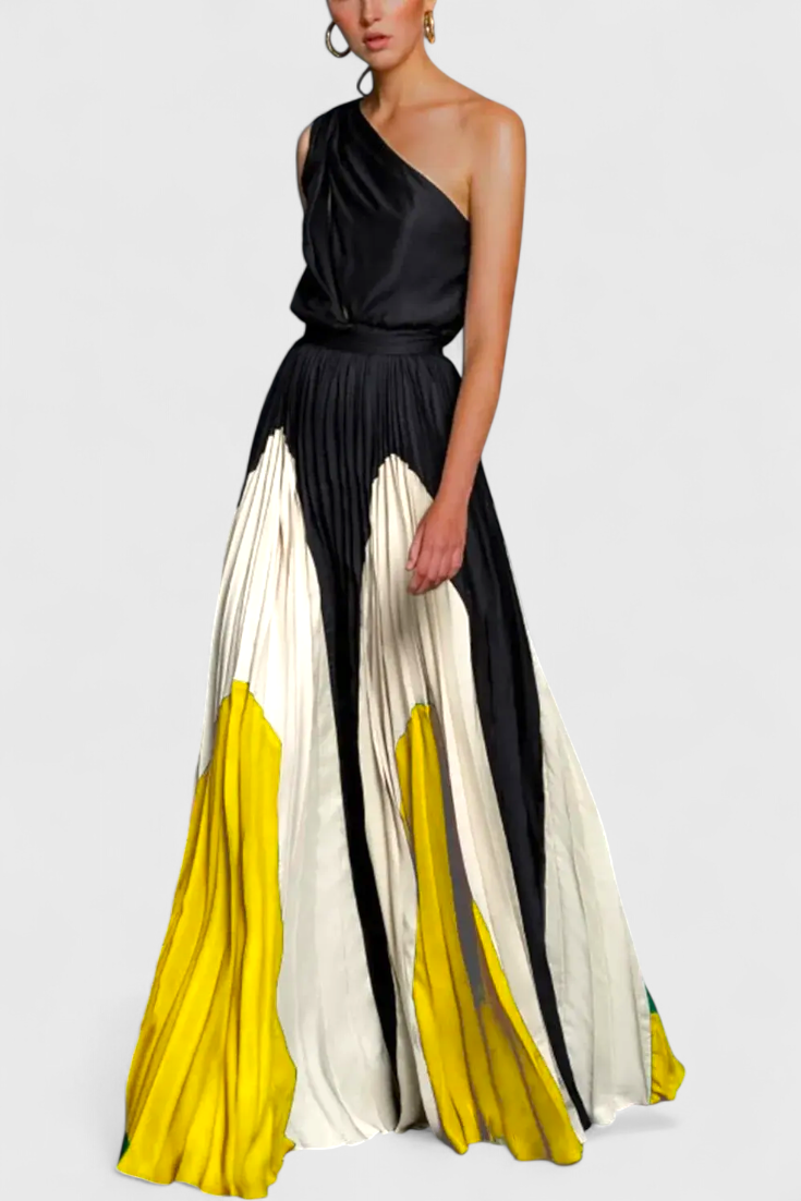 Abito Antía Maxi Off-Shoulder con Stampa Elegante