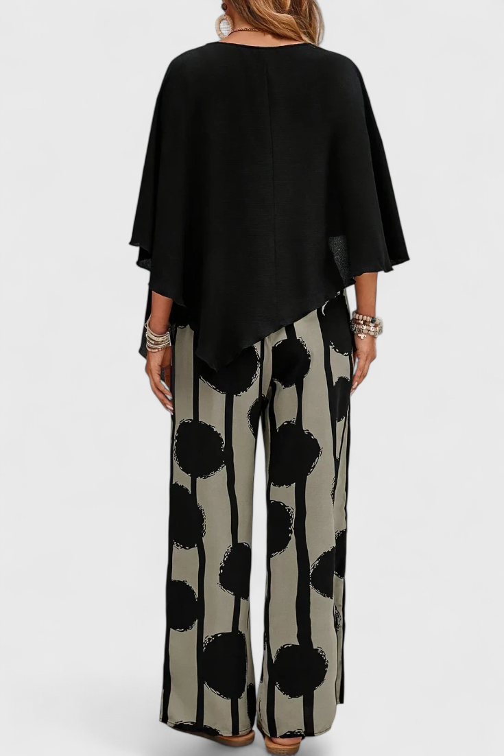 Aleida Set Asimmetrico con Top e Pantaloni Stampati