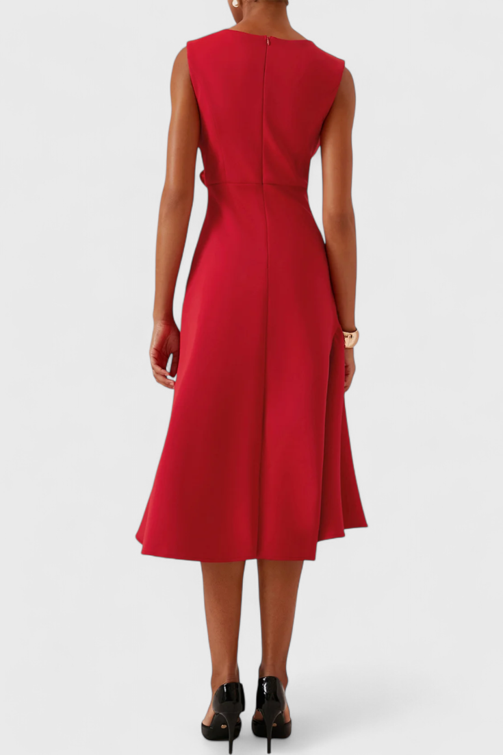 Claudia Abito Midi Asimmetrico con Eleganti Pieghe