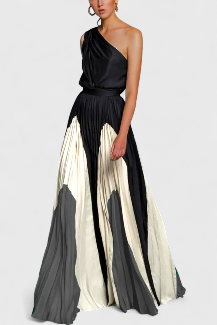 Abito Antía Maxi Off-Shoulder con Stampa Elegante